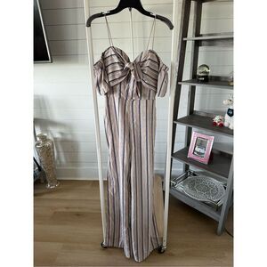 Hot‎ Miami Styles pinstripe strappy jumpsuit flutter sleeves slit legs medium
